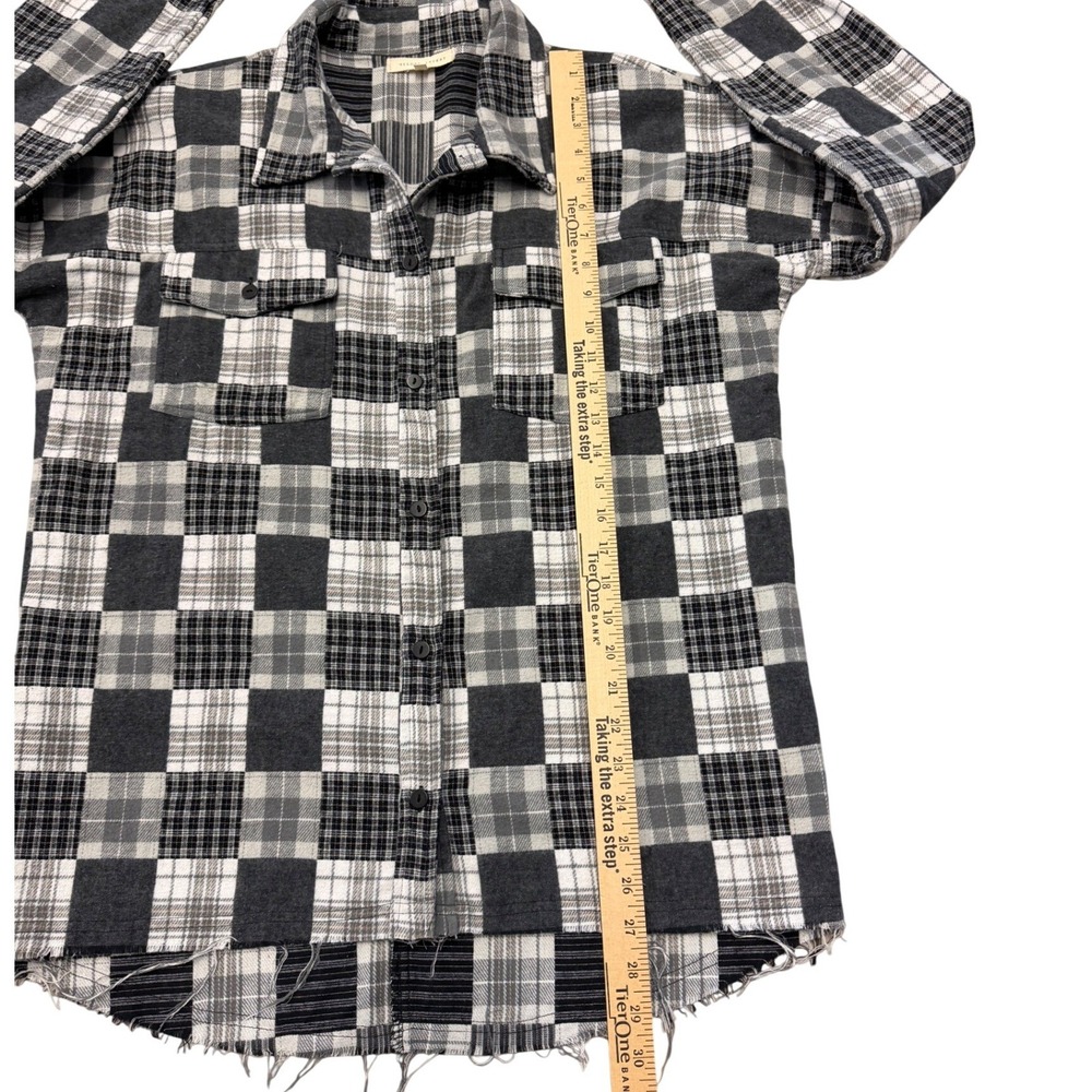 Gilded Intent Patchwork Plaid Grunge Button Up Sh… - image 4
